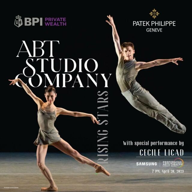 Get ready for one of the biggest dance events of the year!

The American Ballet Theatre Studio Company is coming to the country for a special gala performance at Samsung Performing Arts Theater at Circuit Makati on April 20!

Featuring the rising stars from the ABT Studio Company, the gala event will also feature a special performance by internationally acclaimed pianist Cecile Licad. 

Co-presented by Patek Philippe and BPI Private Wealth, the event is organized by Ayala Foundation, Steps Dance Studio, and Ayala Malls for the benefit of Ayala Foundation's CENTEX education program. 

Aside from the gala performance, the ABT Studio Company will also perform at Ayala Center Cebu on April 22 and Ayala Malls Abreeza in Davao City on April 23. The Cebu and Davao events are open to the public. 

In addition,  former Principal Dancer and now Acting Artistic Director of ABT Jacqueline Kennedy Onassis School, Stella Abrera, and ABT Studio Company Artistic Director, Sascha Radetsky, will host masterclasses in STEPS Dance Studio in Makati City, Cebu City, and Davao City.

Tickets are now available for the gala event. 

This exciting dance event is also supported by Globe, Seda Hotels, Philippine Airlines, and Pearl Farm.

READ: https://www.ayalafoundation.org/article/american-ballet-theatre-studio-company-returns-to-the-philippines/
TICKETS 🎟️: https://premier.ticketworld.com.ph/shows/show.aspx?sh=RISTARS23
(link in bio)