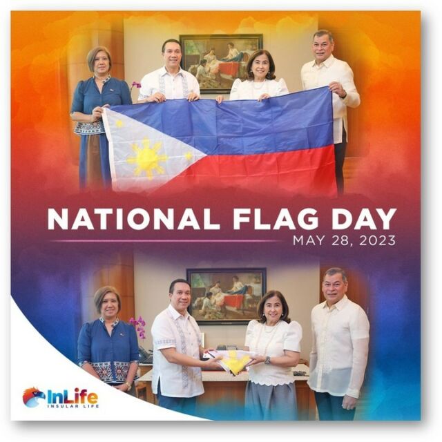 In celebration of the National Flag Day, InLife President and CEO, Mr. Raoul E. Littaua and Executive Chairperson, Ms. Nina D. Aguas received 10 Philippine Flags from Ms. Celerina Amores, Senior Director for Communications and Mr. Ruel Maranan, President of the Ayala Foundation. The turnover commences the partnership for the Maging Magiting Project which aims to instill nationalistic fervor among Filipinos.

Did you know? In the background is a masterpiece of the first National Artist of the Philippines, Fernando Amorsolo titled Confeccion de la Standarte Nacional (The Making of the Philippine Flag).